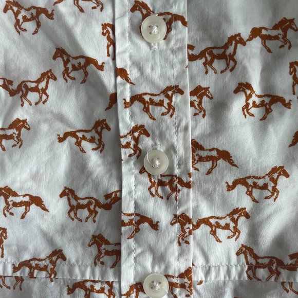 Aritzia Little Moon Luckette Blouse Horse Print Amber Earth XS New without Tag - Picture 10 of 13